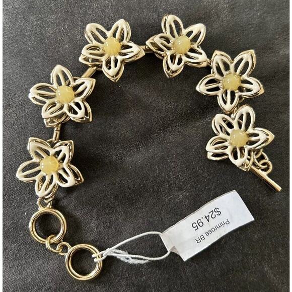 COLDWATER CREEK Parade of Enamel Daisies Bracelet w/ Glass Bead Centers Primrose - Picture 1 of 4